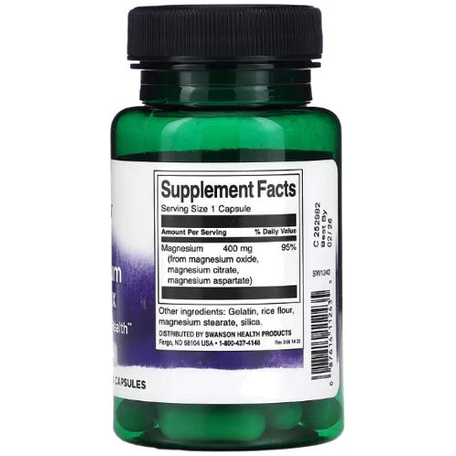 Swanson Triple Magnesium Complex Тройной комплекс магния 400 мг 30 капсул