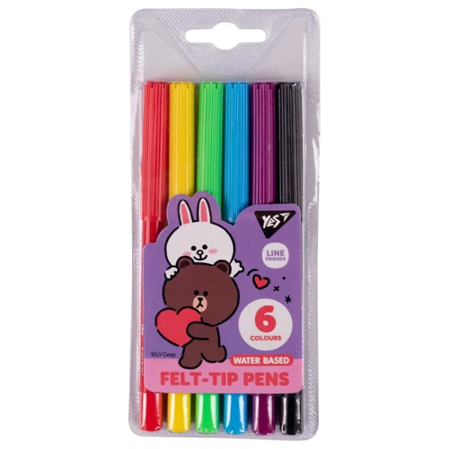 Фломастеры YES Line Friends 6 цветов (650541)