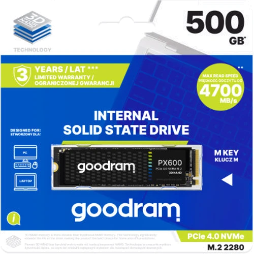 GOODRAM PX600 500 GB (SSDPR-PX600-500-80) UA: Интерфейс подключения PCI-Express 4.0 (x4)