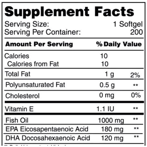 Earth‘s Creation Omega 3 1000 mg (Cholesterol Free), Омега 3 200 мягких капсул: Тип Омега 3