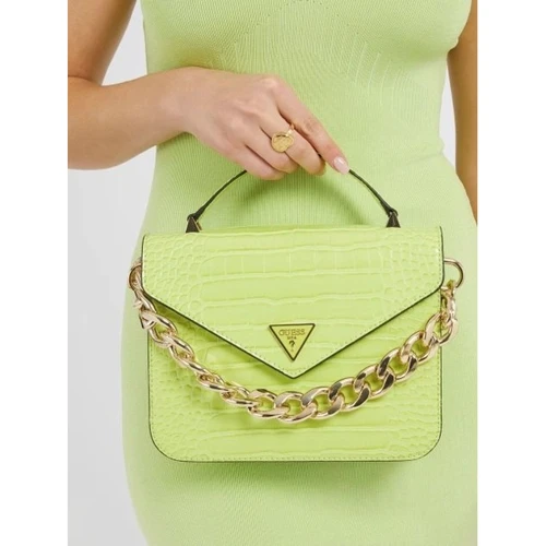 Женская сумка-сэтчел GUESS RETOUR TOP HANDLE FLAP лаймовая (HWCG8664200-LIM): Фактура Матовая, Под змею