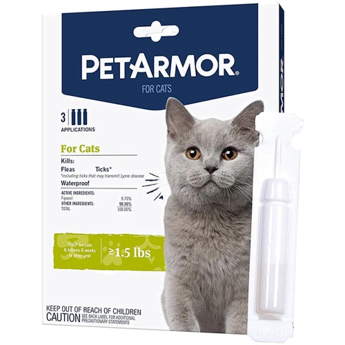 Краплі від бліх, кліщів, вошей для кішок PetArmor Cats від 0.68 кг 3х0.5 мл (58438). Ціна за 1 піпетку. Продаж упаковкой/3піпетки