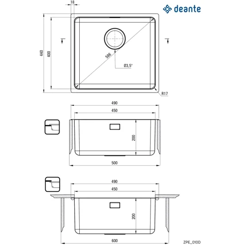 Мойка кухонная Deante Egeria ZPE_010D