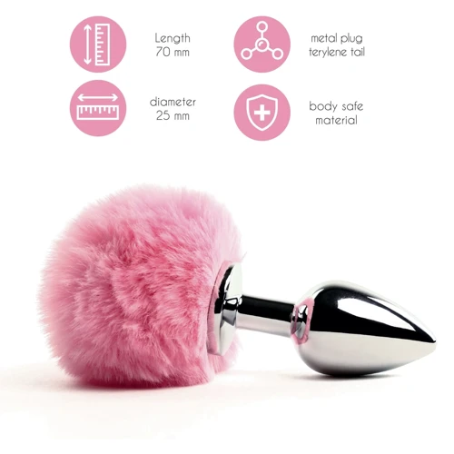 Анальная пробка FeelzToys - Bunny Tails Butt Plug Pink