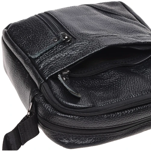 Чоловіча сумка планшет Borsa Leather чорна (K11027-black): Тип ручки Плечовий ремінь, Без ручки
