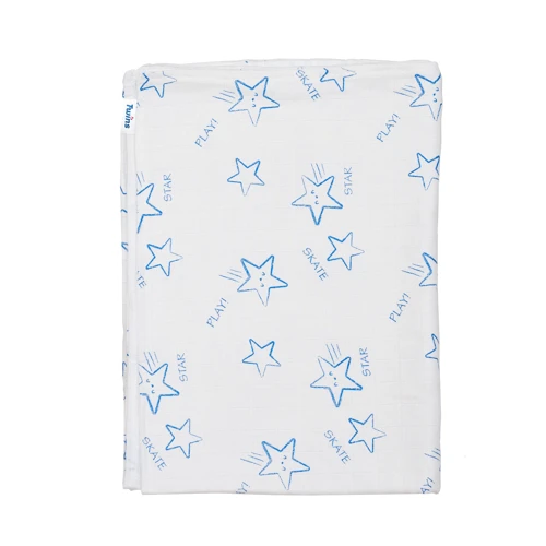 Плед Twins муслиновый Stars blue 110х75 см бело-синий (1410-110/75-04)
