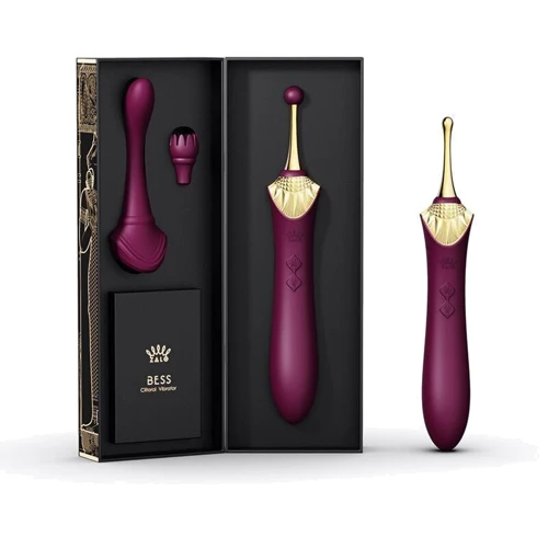 Вагинально-клиторальный вибратор Zalo - Bess Velvet Purple мультифункциональный с насадками