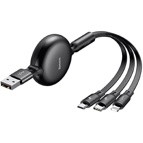 Кабель Baseus USB Cable to Lightning/microUSB/USB-C Little Octo pus Adjustable 1.2m Black (CAMLT-ZY01)