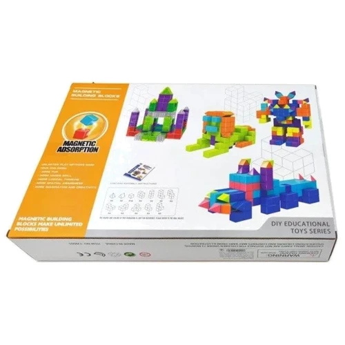 Магнитные блоки YJ Magnetic Blocks с заданиями, 68 деталей (YJ9005): Тип 3D пазл