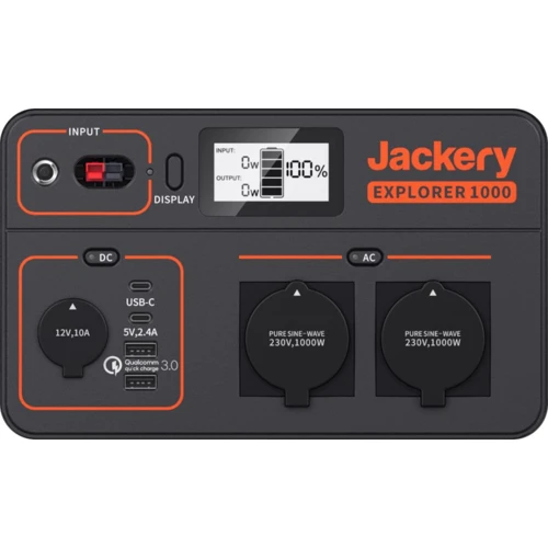 Зарядная станция Jackery Explorer 1000EU 1002Wh 1000W (PB930982): Разъемы для подзарядки Зарядка от солнечной панели, Зарядка от сети, Зарядка от автомобиля