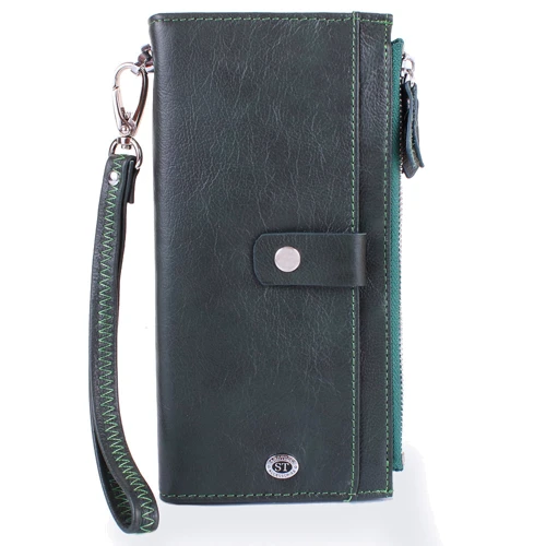 Жіночий гаманець ST Leather Accessories темно-зелений (NST420-green): Матеріал Натуральна шкіра