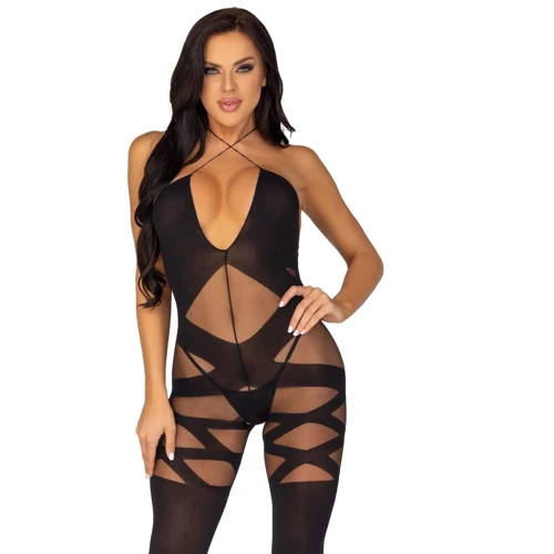 Бодистокинг Leg Avenue Illusion halter bodystocking One size Black
