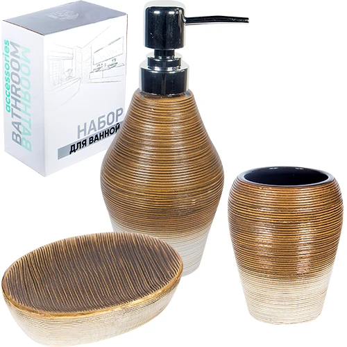 Набір аксесуарів для ванної кімнати S&T 3 пр. (889-07-009): Тип Підставка для зубних щіток, Мильниця, Дозатор для мила