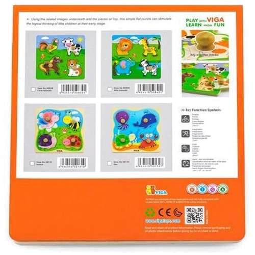 Деревянная рамка-вкладыш Viga Toys Насекомые (50131)