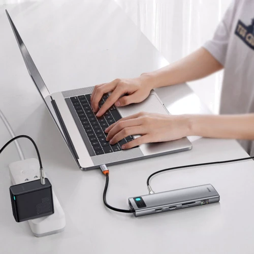 Адаптер Baseus Adapter USB-C to 3xUSB3.0+2xHDMI+USB-C+TF+SD+VGA+3.5mm+RJ45 Gray (CAHUB-CT0G) фото 6