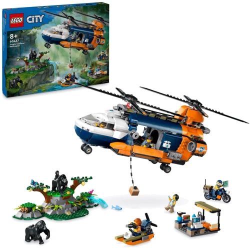 Конструктор LEGO City Exploration Вертолет в базовом лагере для исследования джунглей 881 деталь (60437): Серия City