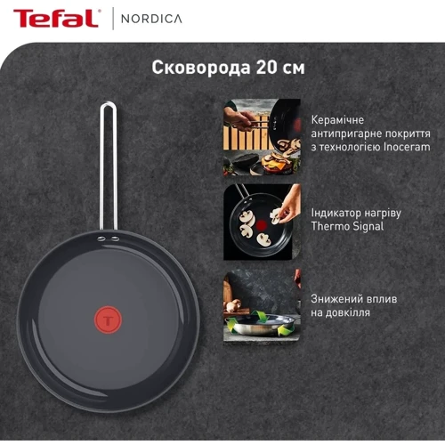 Сковорода Tefal Nordica 20 см (H8710255): Материал ручки Нержавеющая сталь