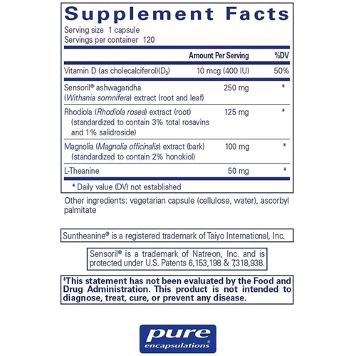 Pure Encapsulations Cortisol Calm 120 caps Кортизол (PE-01216): Форма выпуска Капсулы