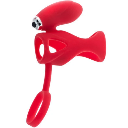 Насадка на пенис с вибрацией Toyfa Black&Red Vibrating Cage Red