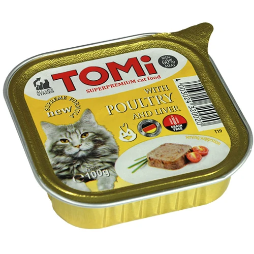 Влажный корм для кошек TOMi Паштет с птицей и печенью 100 г