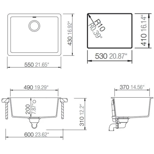 Schock QUADRO N-100 (25026001): Форма Прямоугольная