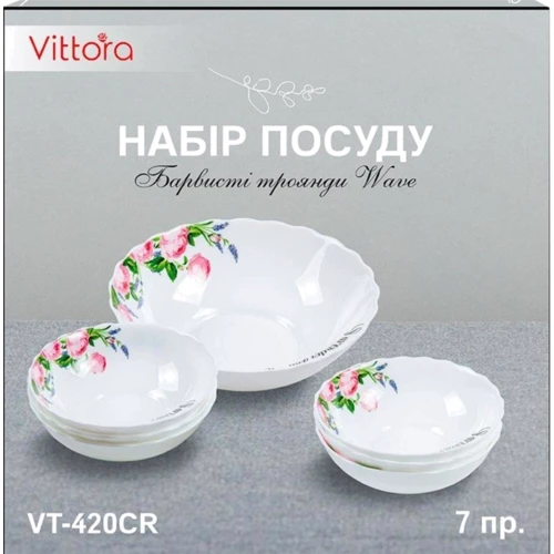 Набір салатників Vittora Барвисті троянди Wave 7 шт (VT-420CR)
