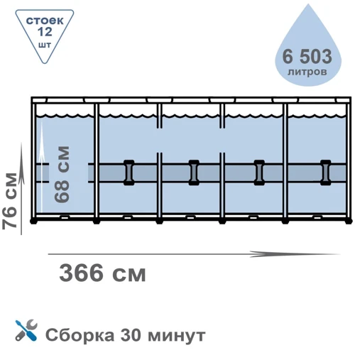 Каркасный бассейн Intex 26712, 366 x 76 см (2006 л/ч) фото 1
