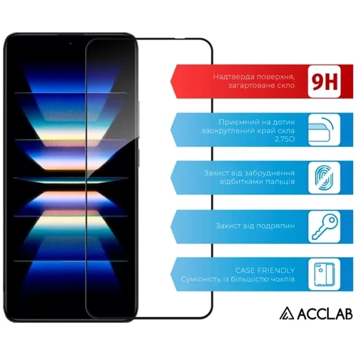 ACCLAB Tempered Glass Full Glue Black for Xiaomi Redmi K60: Цвет черный