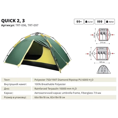 Палатка Tramp Quick 2 (v2)