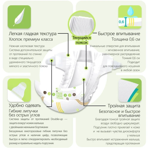 Підгузки для новонароджених Nature Love Mere Original: Вага 2-5 кг