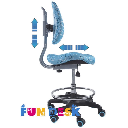 Детское кресло Fundesk SST6 Blue: Регулировка Глубины сиденья, Высоты спинки, Высоты сиденья