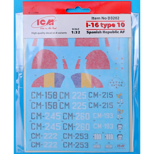 Декаль ICM для літака І-16 тип 10 ВПС Іспанської республіки (ICMD3202)