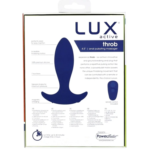 Анальная пробка с пульсацией Lux Active – Throb – 4.5" Anal Pulsating Massager, пульт ДУ