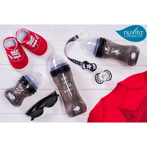 Пустушка Nuvita Air55 Cool симетрична з ковпачком 0m+ BABY STAR чорна (NV7065IB): Вид пустушки классическая