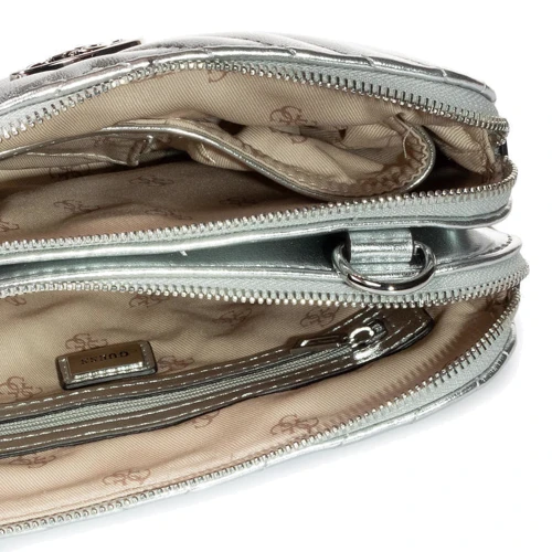 Женская сумка кросс боди Guess Blakely Status Crossbody серебристая (HWMY7663140-SIL): Фактура Стеганая, Матовая, Гладкая