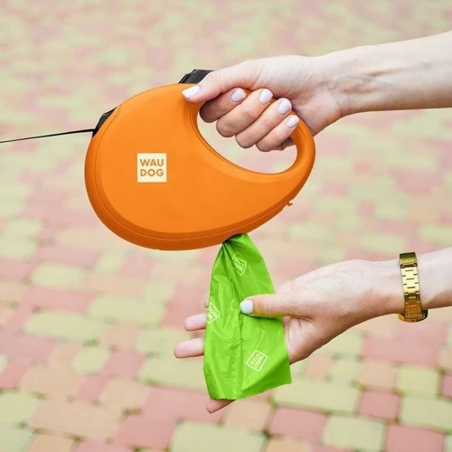 Поводок-рулетка для собак WAUDOG R-leash с контейнером для пакетов S оранжевый до 12 кг 3 м (26274) фото 10