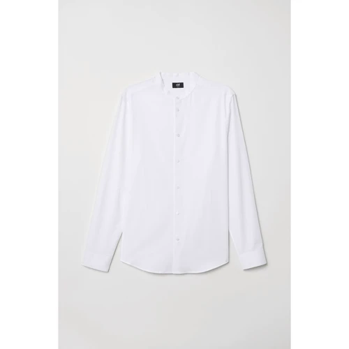 Рубашка H&M 8135950 50 белая с длинным рукавом: Воротник/Горловина Стойка