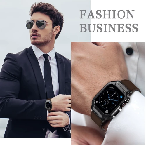 Аксессуар для Watch Top Genuine Leather Watch Band with Metal Case Brown (BLAP181282) for Apple Watch 42/44/45/49mm Ultra: Тип аксессуара ремешок