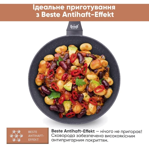 Сковорода Wok Krauff Smart Сhef 28 см (27590): Антипригарное покрытие Greblon C3
