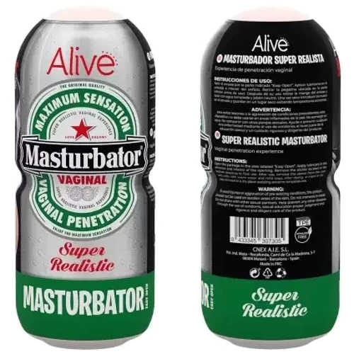 Недорогой мастурбатор-вагина Alive Heineken Vagina в виде банки пива