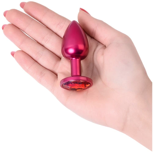 Анальная пробка с кристаллом Metal By Toyfa Burgundy Anal Plug Ruby