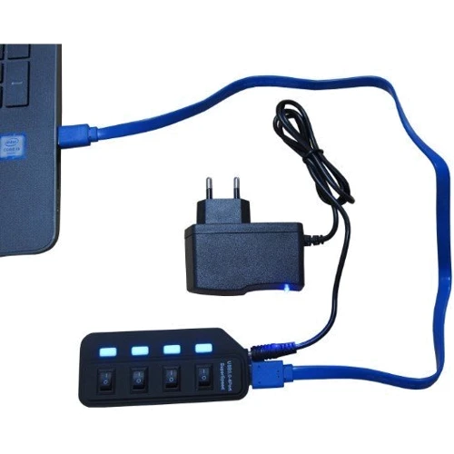 Адаптер Lapara Adapter USB to 4xUSB3.0 Black (LA-USB305) фото 4