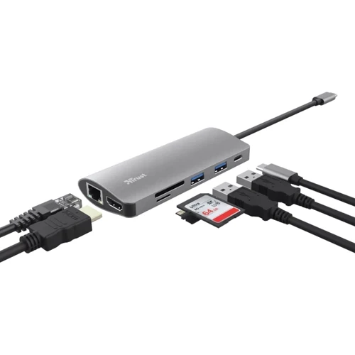 Адаптер Trust Adapter Dalyx USB-C to 2xUSB3.0+USB-C+HDMI+RJ45+SD+microSD (23775) фото 5