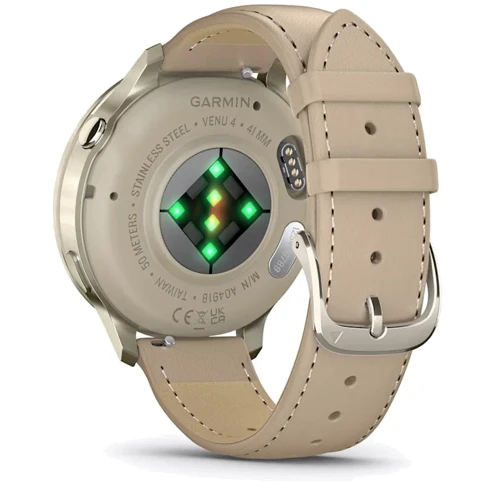 Смарт-годинник Garmin Venu 4 41mm Lunar Gold with Bone Silicone Band and Light Sand Leather Band (010-03013-03)