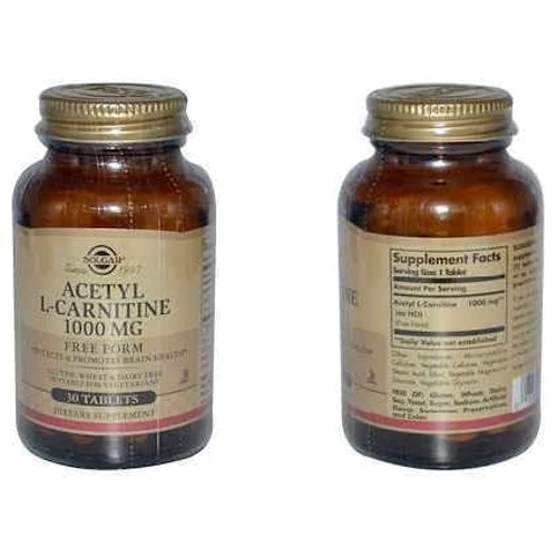 Solgar Acetyl L-Carnitine 1000 mg 30 Tablets L-Карнитин: Тип L Карнитин