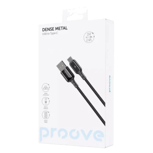 Кабель Proove USB Cable to USB-C Dense Metal 2.4A 1m Black (CCDM20001201): Тип USB Cable - USB-C