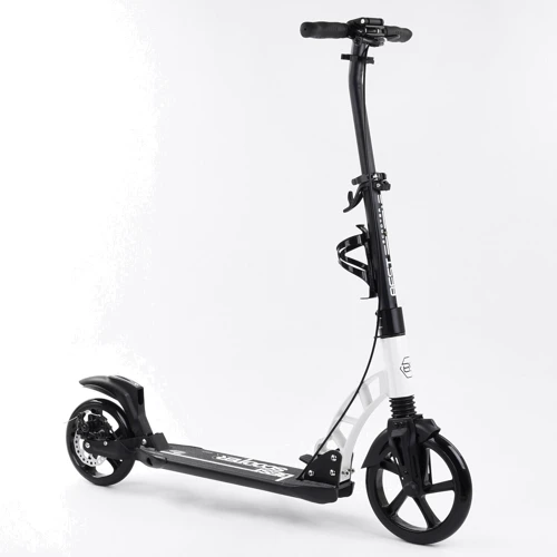 Самокат двоколісний Best Scooter PU колеса, 2 амортизатори, дискове гальмо Black/White (100077) фото 8