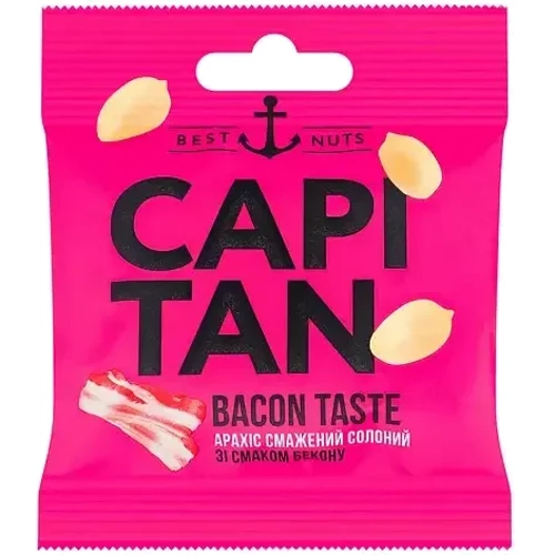 Арахис жареный соленый со вкусом бекона Capitan 30 г (4820240031987): Вес нетто 30 г