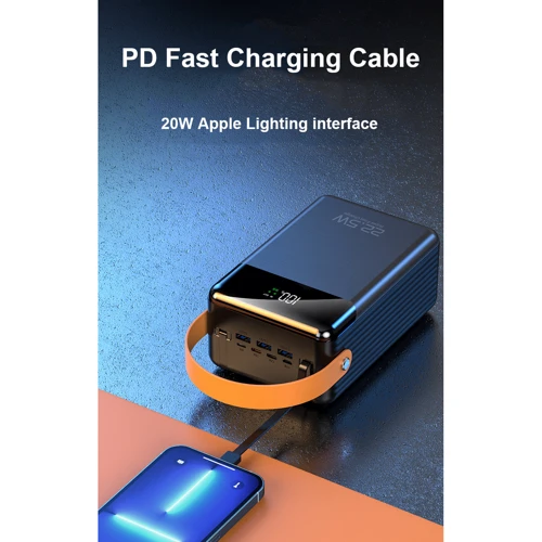 Внешний аккумулятор Lunatik Power Bank 80000mAh with Cable USB-C + Lightning PD3.0 22.5W Black (DPD80)