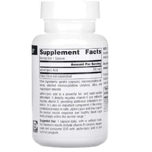 Source Naturals Alpha Lipoic Acid Альфа-ліпоєва кислота 300 мг 60 капсул: Вид Неферментные